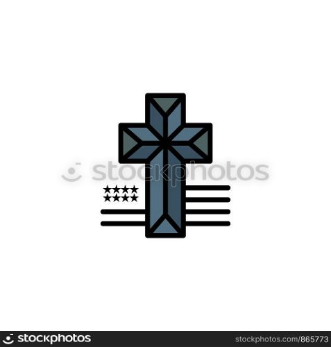 American, Cross, Church Business Logo Template. Flat Color