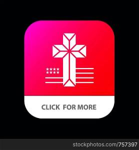 American, Cross, Church Mobile App Button. Android and IOS Glyph Version