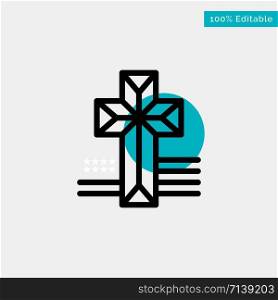American, Cross, Church turquoise highlight circle point Vector icon