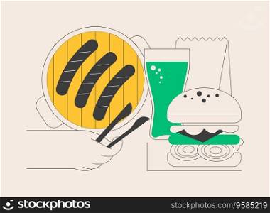 American cuisine abstract concept vector illustration. American cooking restaurant, typical barbecue dish, fast food takeout, traditional usa cuisine, homemade grill recipe abstract metaphor.. American cuisine abstract concept vector illustration.