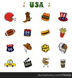 American Culture Icons or objects,doodle vector  illustration. American Culture Icons or objects