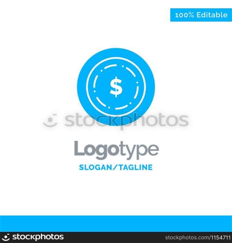 American, Dollar, Money Blue Solid Logo Template. Place for Tagline