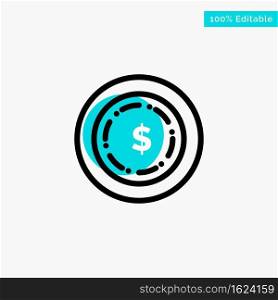 American, Dollar, Money turquoise highlight circle point Vector icon