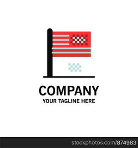 American Dream, Collapse, Decline, Fall, Flag Business Logo Template. Flat Color