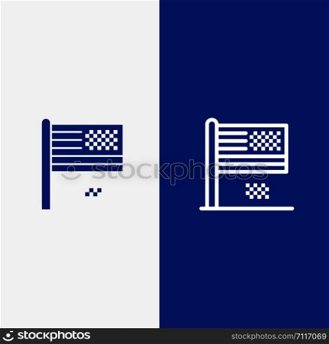 American Dream, Collapse, Decline, Fall, Flag Line and Glyph Solid icon Blue banner Line and Glyph Solid icon Blue banner