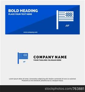 American Dream, Collapse, Decline, Fall, Flag SOlid Icon Website Banner and Business Logo Template