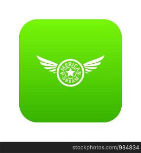 American dream icon green vector isolated on white background. American dream icon green vector