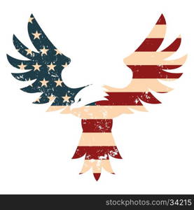 American Eagle with USA flag background. Illustration of abstract American background. Design element in vector.