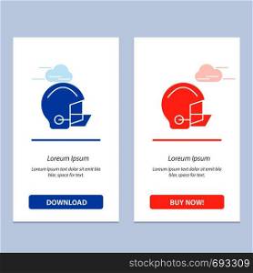 American, Equipment, Football, Helmet, Protective Blue and Red Download and Buy Now web Widget Card Template