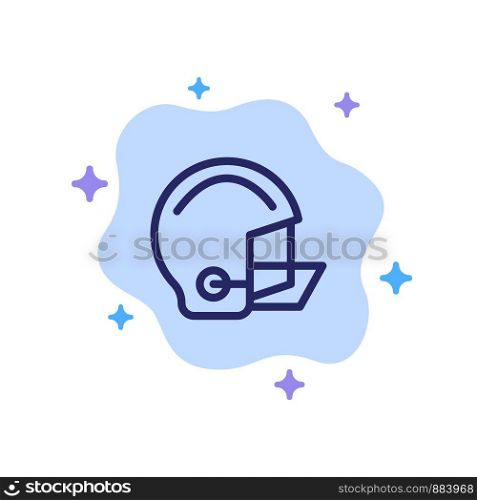 American, Equipment, Football, Helmet, Protective Blue Icon on Abstract Cloud Background