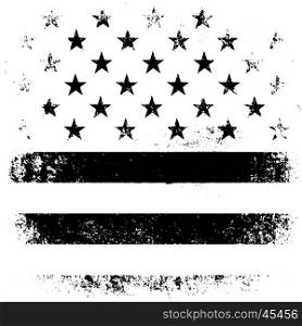 American Flag Background. Grunge Aged Vector Illustration. Black and white.
