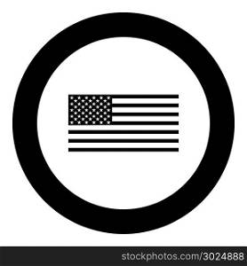 American flag icon black color in circle vector illustration isolated