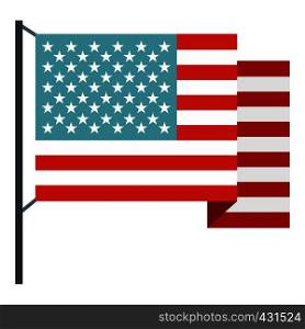 American flag icon flat isolated on white background vector illustration. American flag icon isolated