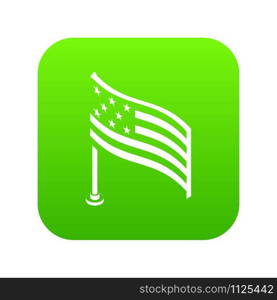 American flag icon green vector isolated on white background. American flag icon green vector