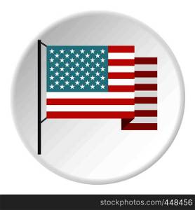 American flag icon in flat circle isolated vector illustration for web. American flag icon circle