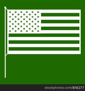 American flag icon white isolated on green background. Vector illustration. American flag icon green