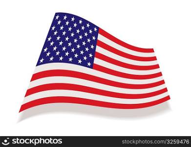 american flag icon with stars and stripes and drop shadow