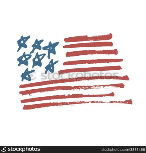 American Flag Illustration. Painted by Brush.
