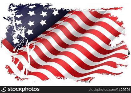 American Flag map for Independence Day.Vector