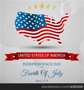 American Flag map for Independence Day.Vector
