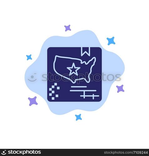 American, Flag, Map, World Blue Icon on Abstract Cloud Background