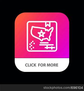 American, Flag, Map, World Mobile App Button. Android and IOS Line Version