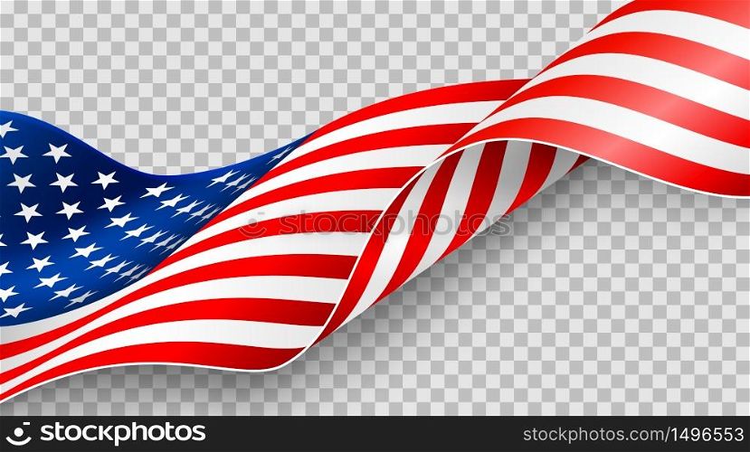 American flag on transparent background for 4t of July poster template.USA independence day celebration.USA 4th of July promotion advertising banner template for Brochures,Poster or Banner