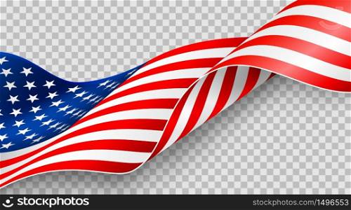American flag on transparent background for 4t of July poster template.USA independence day celebration.USA 4th of July promotion advertising banner template for Brochures,Poster or Banner
