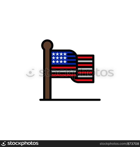 American, Flag, Thanksgiving, Usa Business Logo Template. Flat Color