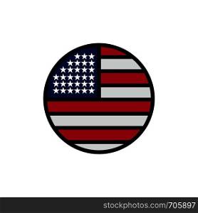 American, Flag, Thanksgiving, Usa Flat Color Icon. Vector icon banner Template