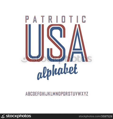 American flag themed alphabet. Vector