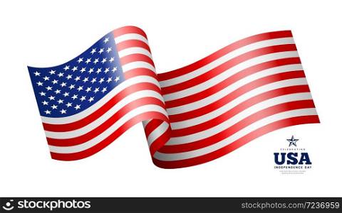 American flag, waving design isolated on white background, vector illustration
