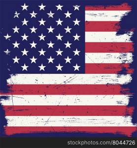 American flag with grunge texture.Vector USA flag.