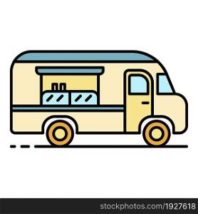 American food truck icon. Outline american food truck vector icon color flat isolated. American food truck icon color outline vector