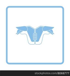 American football chest protection icon. Blue frame design. Vector illustration.