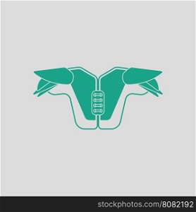 American football chest protection icon. Gray background with green. Vector illustration.