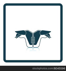 American football chest protection icon. Shadow reflection design. Vector illustration.