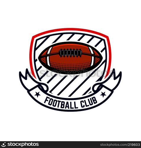 American football emblem template. Design element for label, badge, sign. Vector illustration