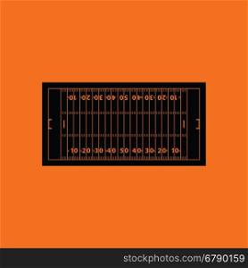 American football field mark icon. Orange background with black. Vector illustration.
