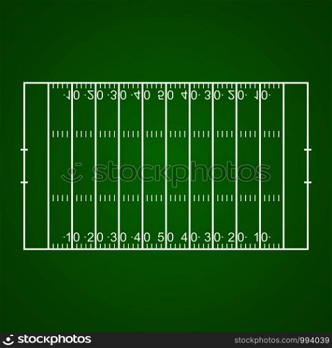 American football field on green background. Vector. American football field
