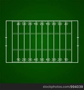 American football field on green background. Vector. American football field