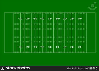 American football field top view in a flat design. Vector illustration.