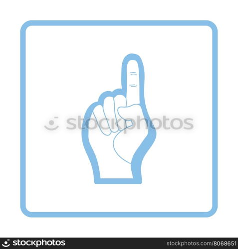American football foam finger icon. Blue frame design. Vector illustration.
