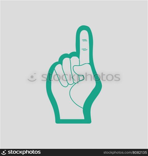 American football foam finger icon. Gray background with green. Vector illustration.