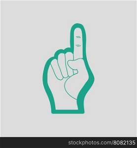 American football foam finger icon. Gray background with green. Vector illustration.