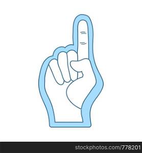 American Football Foam Finger Icon. Thin Line With Blue Fill Design. Vector Illustration.