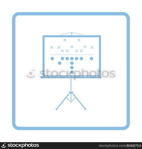 American football game plan stand icon. Blue frame design. Vector illustration.