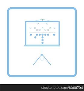 American football game plan stand icon. Blue frame design. Vector illustration.