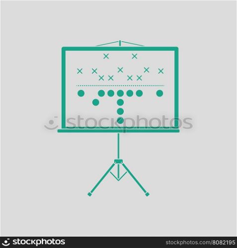 American football game plan stand icon. Gray background with green. Vector illustration.