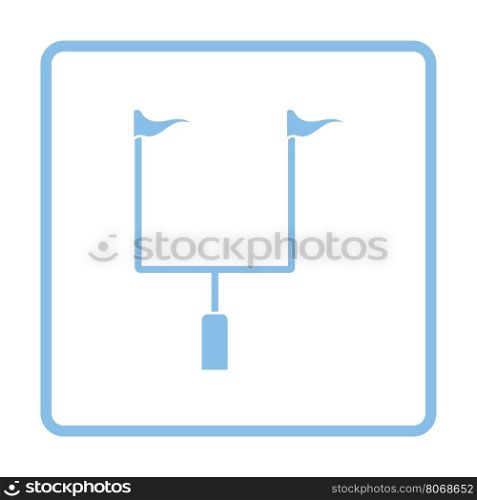 American football goal post icon. Blue frame design. Vector illustration.